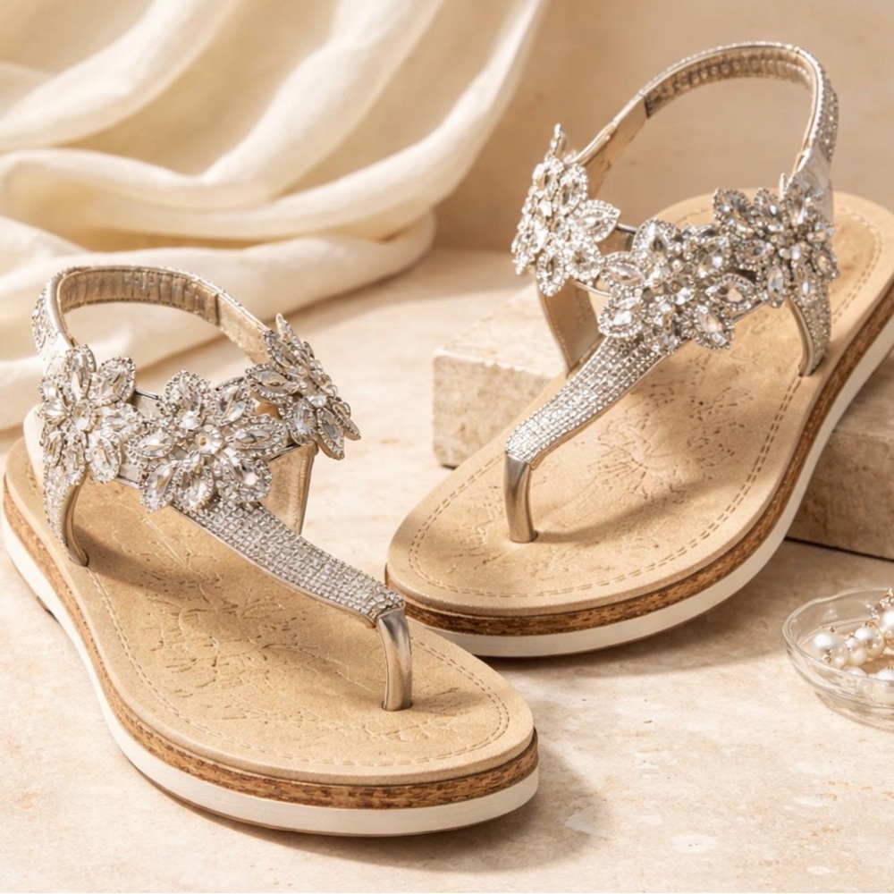 Elegant Silver Embellished Sandals - Picture 3 of 3